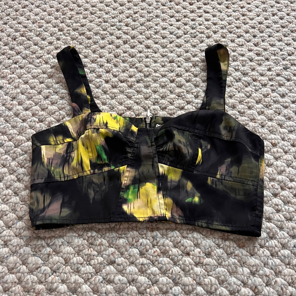 Topshop Black and Yellow Crop Top